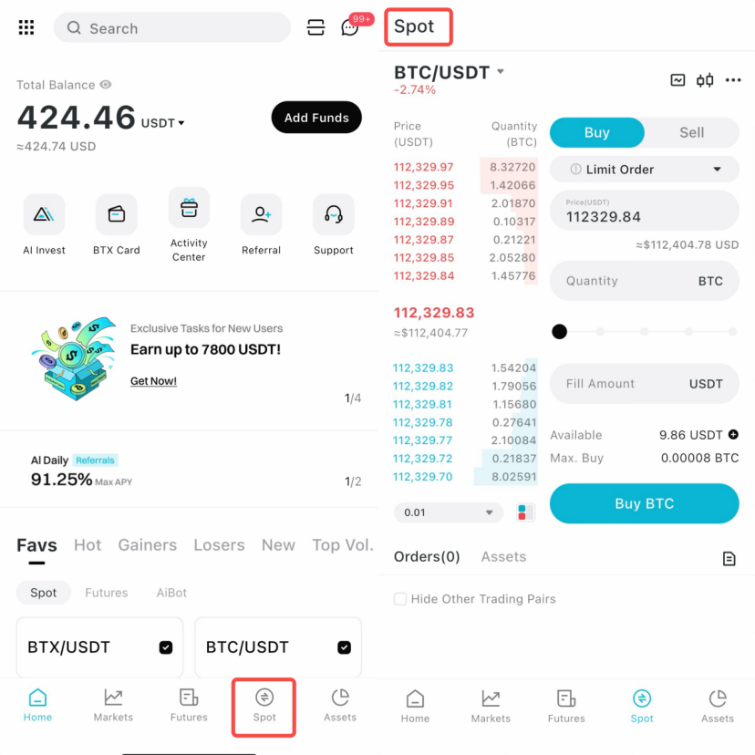 How to Spot Trade on BitradeX? (App Guide)